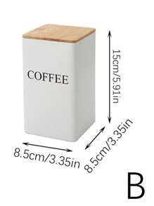 1pc Creative Bamboo Lid Iron Art White Tea Canister For Snack/Coffee/Candy Storage & Display, Simple Design