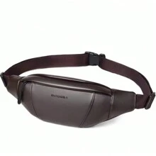 Paul正版男士胸包，多功能腰包，時尚男士包，斜揹包父親節禮物夏季大學包爸爸 - 棕色 - 查看 1