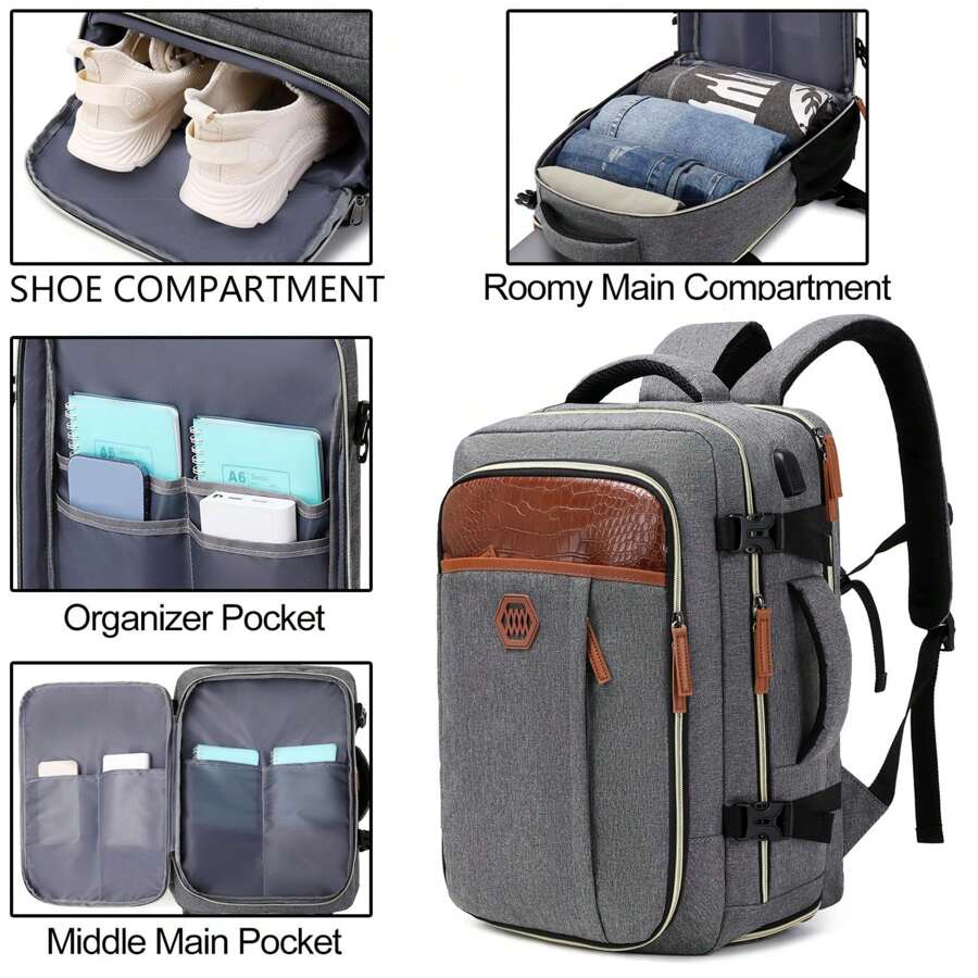 Travel Backpack For Men, Airline Approved Backpack With Shoe