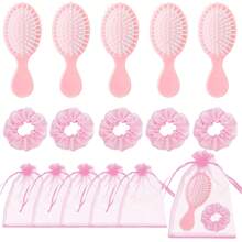 15 Pezzi Articoli da regalo per feste rosa, articoli da regalo per feste di trucco, articoli per feste "Andiamo", accessori per capelli che includono 5 piccoli pettini e 5 scrunchies e 5 sacchetti di organza per feste del pigiama e forniture per feste di spa