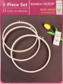 3 cái/bộ Vòng thêu chữ thập bằng tre bằng vải kaki DIY, cũng có thể được sử dụng làm khung tranh hoặc đồ trang trí, rất bền và có thể tái sử dụng, có 12 kích cỡ với gói 16 kim miễn phí, thích hợp để sử dụng tại nhà hoặc thêu - Màu Khaki - Xem 9