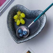 Creative Heart Shaped Ceramic Bowl, Dish, Plate For Salad, Fruits, And Snacks - Multicolor Heart Salad Bowl - View 1