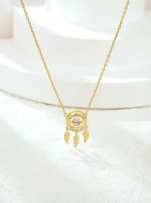 1入組時尚熊形狀吊墜項鍊帶氧化鋯裝飾用品,合適的適用於女性日常穿著和節日禮物