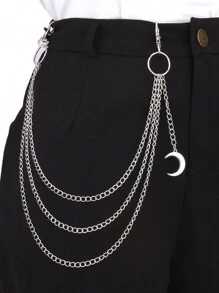 Street 1pc Punk Style Hollow Out Star Decor Pants Chain Women's Multi-Layer Hip-Hop Fashionable Waist Belt Accessory Halloween Summer, School Fall, Autumn, Halloween