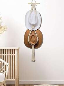 1 pièce/1 set Porte-chapeau en bois macramé, étagère murale tissée pour ranger les chapeaux, organisateur de chapeau fait main, étagère suspendue pour casquettes de cowboy, pour dortoir, étude, derrière la porte, rangement de casquettes de baseball, support à chapeaux bohème pour la maison, chambre à coucher, salle de bain, salon, bureau, décoration de maison, cadeau pour la Saint-Valentin, la Fête des Mères, Pâques, la Fête des Enseignants, le Nouvel An, la remise des diplômes, le printemps, l'été, les festivals, révélation du sexe, anniversaires, mariages, fêtes, le cadeau parfait pour les collègues, les amis et la famille, la rentrée scolaire