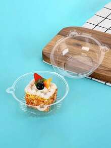 10pcs/Set Clear Plastic Donut/Profiterole/Round/Cat-Shaped Packaging Box, Pastry Box With Snap-On Lid