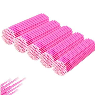 500 piezas Aplicadores desechables de microcepillo de fibra de microfilamentos para extensiones de pestañas y aplicación de maquillaje (diámetro de cabeza: 2,0 mm), cepillo de cejas, cepillo de sombra de ojos, cepillo