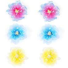 Oaoleer 6PCS 3" Alligator Hair Clips Barrettes Tulle Flower Bow With Pearl For Or Baby Girls Newborns Infants Toddlers Kids - Nhiều màu - Xem 1