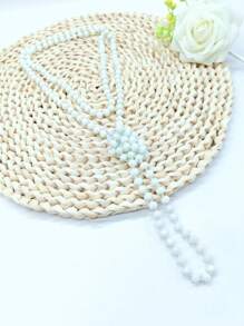 1pc 1.5m Long Crystal Beads Knotted Multi-Layer Simple Daily Wear Necklace For Women