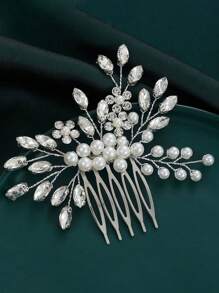 European And American Style Bride Headpiece, Handmade Faux Pearl Glass Crystal Small Hair Comb For Wedding Bridal Hair Accessories, Party Bridal Headpiece, Wedding Dress Decoration