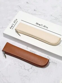 1 Stück einfarbiger 20x4cm Federmäppchen Schutzhülle aus PU-Leder, Reißverschluss Stifteetui Halter für Schüler, Schul- und Büromaterial, einfache Stiftehülle aus PU-Leder, mini kleine Stifteetui mit Reißverschluss, Federmappe für Schulbedarf, Schulanfang, Schulmaterial, Federtasche, Stifteetui, Schultasche