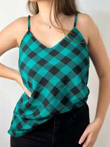 Women Blouses - Green Chess - View 1