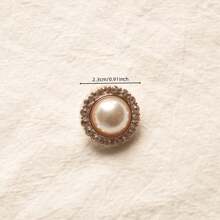 10pcs Plastic Pearlescent With Rhinestones Round/Heart Shaped Buttons With Shank For Women's Shirts, Coats, Blazers. Gold-Plated Plastic DIY Jewelry Headband Buttons