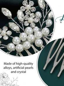 European And American Style Bride Headpiece, Handmade Faux Pearl Glass Crystal Small Hair Comb For Wedding Bridal Hair Accessories, Party Bridal Headpiece, Wedding Dress Decoration