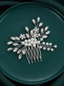 European And American Style Bride Headpiece, Handmade Faux Pearl Glass Crystal Small Hair Comb For Wedding Bridal Hair Accessories, Party Bridal Headpiece, Wedding Dress Decoration