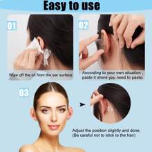 60pcs  Ears Support Patches Invisible Ear Bands For Drooping Ears, Helps To Correct And Fix Ears, Waterproof And Breathable - White - View 6