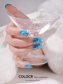 XEIJAYI 1瓶8克粉色水钻闪粉UV凝胶指甲油，闪亮银色闪粉凝胶，夏季流行美甲 - 彩色 - 查看 3