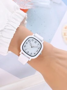 New Arrival  Needle Simple Fashion Jelly-Colored 12-Digit Square Silicone Strap Watch