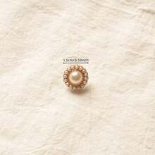 10pcs Plastic Pearlescent With Rhinestones Round/Heart Shaped Buttons With Shank For Women's Shirts, Coats, Blazers. Gold-Plated Plastic DIY Jewelry Headband Buttons