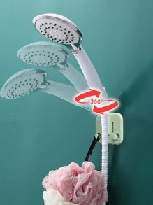 1pc No-Drill Adjustable Shower Head Holder, Swivel Fixed Base Bathroom Shower Head Bracket Holder