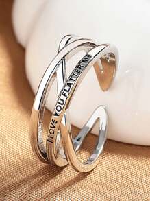 1 Stück Edelstahl Roségold Beschichtetes, Offenes Und Verstellbares Ringdesign Mit Kreuz Und Cz-pflaster, Mode- Und Luxus-schmuckstück Für Frauen