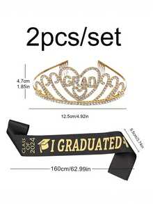 2 Cái/bộ Tốt Nghiệp 2024 Dây Đeo Vai Dây Đeo Đầu-Trang Trí Tiệc, Quà Tặng Ngày Lễ Và Sinh Nhật - Nhiều màu - Xem 2