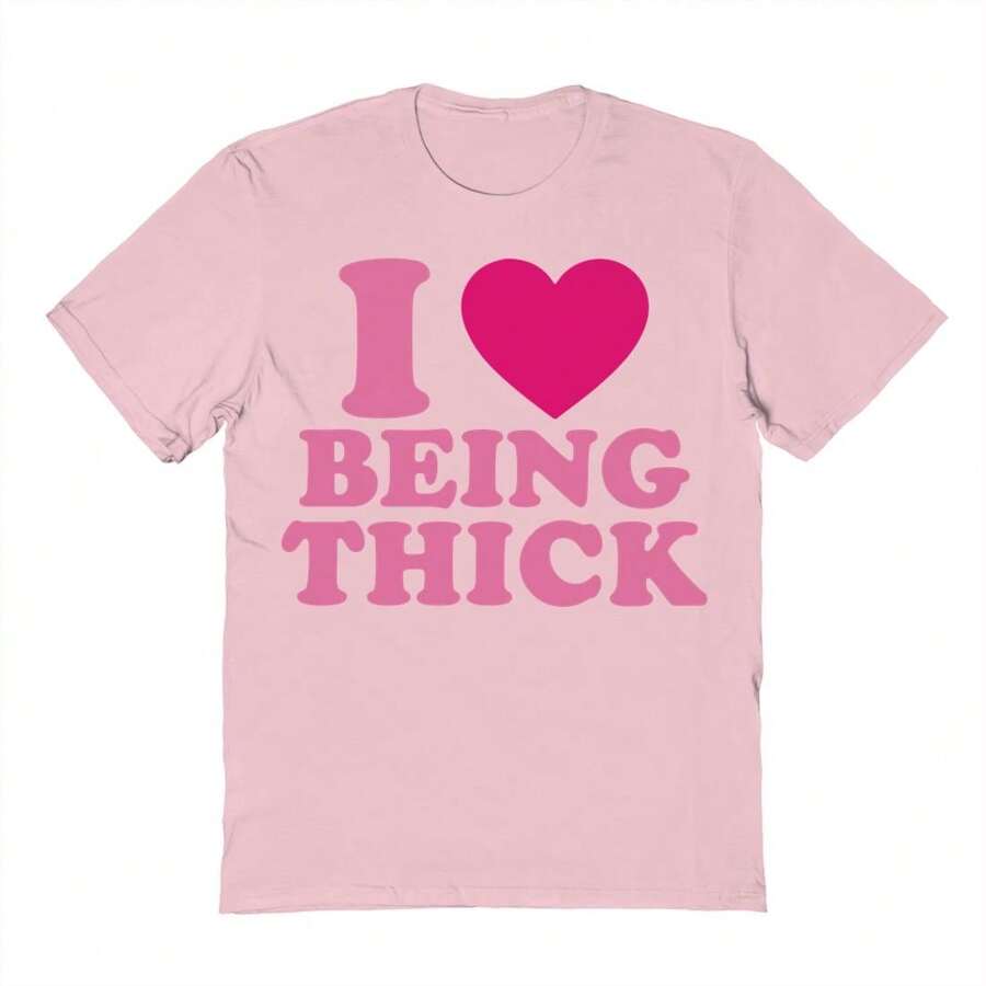 Nearly There I Love Being Thick Graphic Cotton Short-Sleeve T-Shirt - Hồng - Xem 1