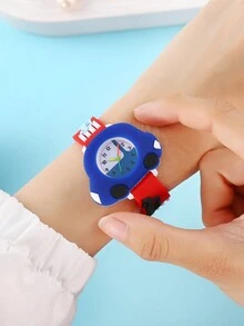Cartoon Car Shaped Silicone Quartz Watch For Kindergarten And Primary School Children, Boys' Learning Watch - Red - View 3