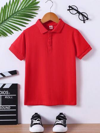 Tween Boy T-shirts met korte mouwen en effen kleur voor jongens en meisjes, modieuze poloshirts voor kleine/middelgrote/grote kinderen, lichtgewicht met lichte stretch, koeler en comfortabeler in de zomer, eendelig poloshirt met strakke pasvorm en een verlengde pasvorm, aanbevolen om een maat groter te bestellen voor kinderen