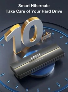 EAGET M.2 PCIE SSD 硬盘盒 NVME 双协议 M.2 转 USB Type C 3.1 SSD 适配器适用于 NVME PCIE NGFF SATA SSD 磁盘盒 M.2 外置 SSD 盒（内部不包括 SSD） - 黑色 - 查看 11