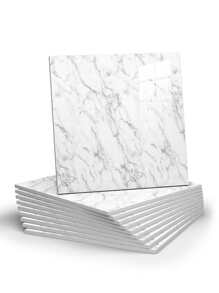 10pcs 0.9㎡ White Marble Imitation Tile Stickers Wall Decoration Background Waterproof & Moisture-Proof Self-Adhesive Aluminum-Plastic Board Wall Stickers, Renovation Stickers Peel Wall Panels, Wall Paper, Wallpapers, Spring Decoration Items Refresh Your Home, Festival Decoration Stickers Gifts Birthday Graduation