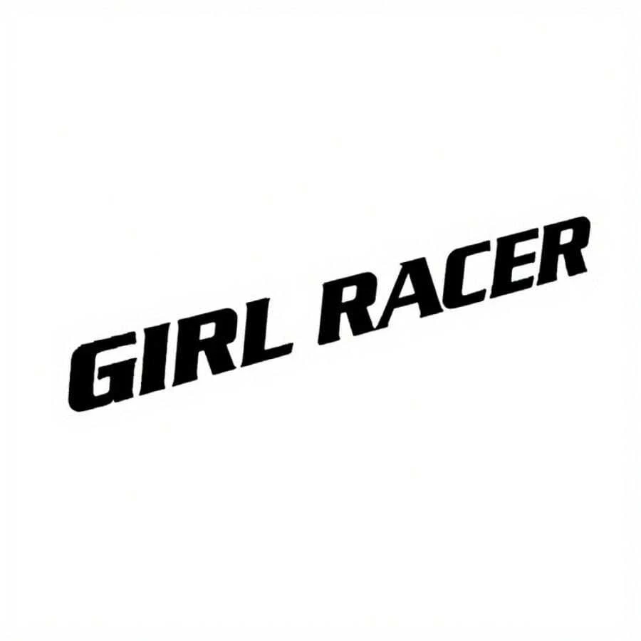 1pc Car Sticker GIRL RACER Female Racing Driver Text Window Sticker Car Body Sticker Electric Motorcycle Sticker - Black - View 1