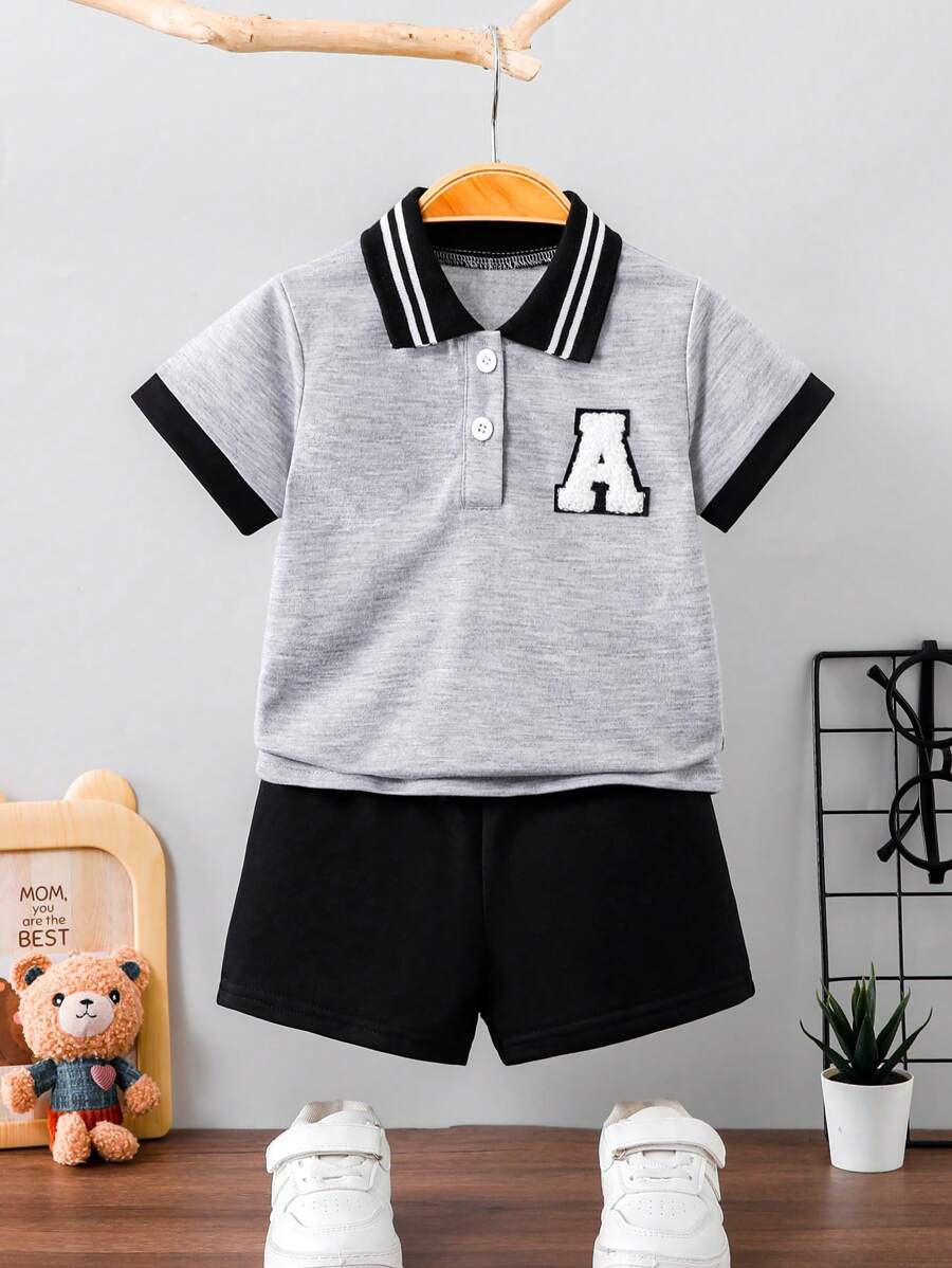 Baby Jungen 2 Teile/Set Sommer bestehend aus Polo-Shirt mit Stickerei und Shorts Gentleman Outfits, lässige Kleidung