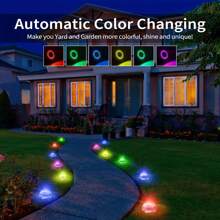 8 luces solares LED para jardín, paquete de 1/4: cambiadores de color, sensor de encendido automático, kit de iluminación impermeable para senderos, regalo de Halloween, Navidad y Acción de Gracias