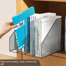 FANXI Metal File Rack Office Desk Shelf Standing Desktop File Folder File Box File Storage Box Data Rack Stationery Organizer File - Triple White - View 7