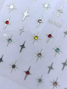 1 Máy Tính 5D Móng Tay Nghệ Thuật Dán Cao Cấp Ranbom Phối Hình Ngôi Sao Bạc Nhiều Màu Sắc Kim Cương Trang Trí Móng Tay Đề Can Phụ Kiện Móng Tay DIY - Nhiều màu - Xem 6