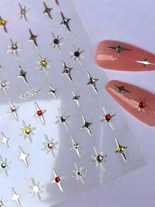 1 Máy Tính 5D Móng Tay Nghệ Thuật Dán Cao Cấp Ranbom Phối Hình Ngôi Sao Bạc Nhiều Màu Sắc Kim Cương Trang Trí Móng Tay Đề Can Phụ Kiện Móng Tay DIY - Nhiều màu - Xem 2