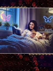 1 Stück Heim-Dekor LED Schmetterling Neon Licht, USB/Batterie Dual Stromversorgung mit 2 Haken, geeignet für Schlafzimmer Wanddekoration, Wohnzimmer Dekoration, Hintergrundwände Dekoration, Geburtstagsfeiern Dekoration, Abschlussfeiern Dekoration, Wachstums-Jahrestage Dekoration Schmetterling Neon Leuchtschild