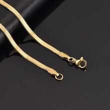 1pc Minimalist Style Titanium Steel Snake Bone Chain Vacation Style Unisex Necklace Suitable For Daily Wear