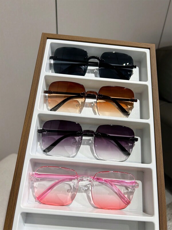 4pcs Square Men's High-End Outdoor Street Snap Glasses For Summer Beach Vacation,Outdoor,Travel