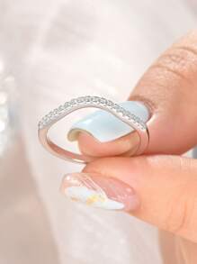 AIHUASI 1pc Moissanite Diamond Fine Engagement Ring For Women 925 Sterling Silver Curved Wedding Bands 1.3*1.3mm Round Cut D Color VVS1 Moissanite Wishbone Stacking Eternity Rings Luxury Jewelry Gift