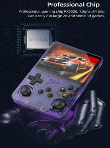 Open Source R36S Retro Handheld Video Game Console Linux System 3.5 Inch IPS Screen Portable Pocket Video Player 64GB Games,English Version - Purple - View 2