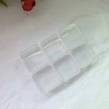 6入組4.5透明方形塑料收納盒小方盒，適用於儲存釣魚裝備、魚鈎、耳塞、鈕扣、空盒珠寶盒、穿戴指甲用具等收納工具 - 白色 - 查看 9