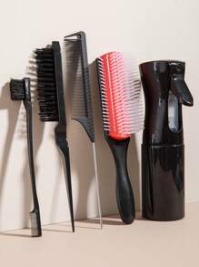 WANMEI 5件套梳子套装，包含一把9排尼龙气垫梳和一把尖尾梳，适用于各种非裔美国人发质，包括卷发、波浪发、螺旋发，以及干湿两用、油性、浓密、长发等。这套梳子套装包含一把易于使用的梳子，适用于3a至4c型非裔美国人的卷发、波浪发和螺旋发，干湿两用，轻松梳理打结的头发。套装还包含一个200毫升的喷雾瓶。 - 粉色 - 查看 15