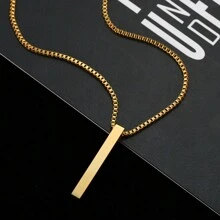 1 Peça colar masculino de estilo minimalista e Hip-Hop em Aço Inoxidável em forma de Cubo, Colar Pingente Retangular em Aço Titânio