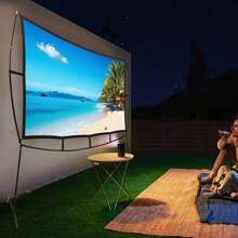 100 Inch Projector Screen With Stand Outdoor And Indoor Projector Screen For Movie Nights, Home Theatre, And Presentations Front And Rear Projection Screen - White - View 5