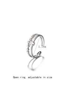 1 anillo de estrella con diamantes de doble capa y diseño no convencional con apertura entrecruzada