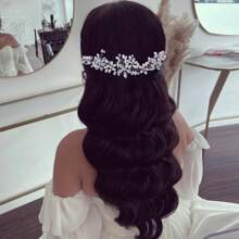1 szt. Sztuczna perła ślubna opaska na głowę Tiara panny młodej z kryształkami Elegancka