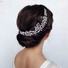 1 szt. Sztuczna perła ślubna opaska na głowę Tiara panny młodej z kryształkami Elegancka