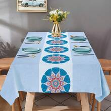 Khăn trải bàn Khăn trải bàn PVC Tấm bảo vệ bàn hình chữ nhật Khăn trải bàn chống nước Khăn trải bàn có thể lau được Khăn trải bàn chống trượt Khăn trải bàn chống vết bẩn 55 * 86,6 inch - Màu xanh lam - Xem 1